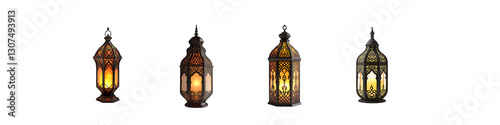 Moroccan Style Hanging Lanterns with Warm Glow photo