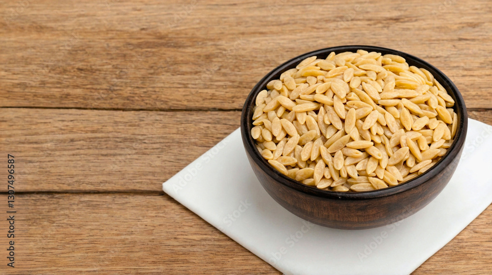 Barley Noodle Golden barley noodles in a wooden bowl, perfect for healthy pasta dishes, presented on a white background. Barley Noodle Golden barley noodles in a wooden bowl, perfect for healthy pasta dishes, presented on a white background.