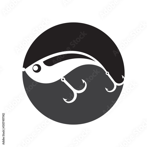 Bait Lure Fish Hook Jig for Fish Angler Sport Fishing logo design
