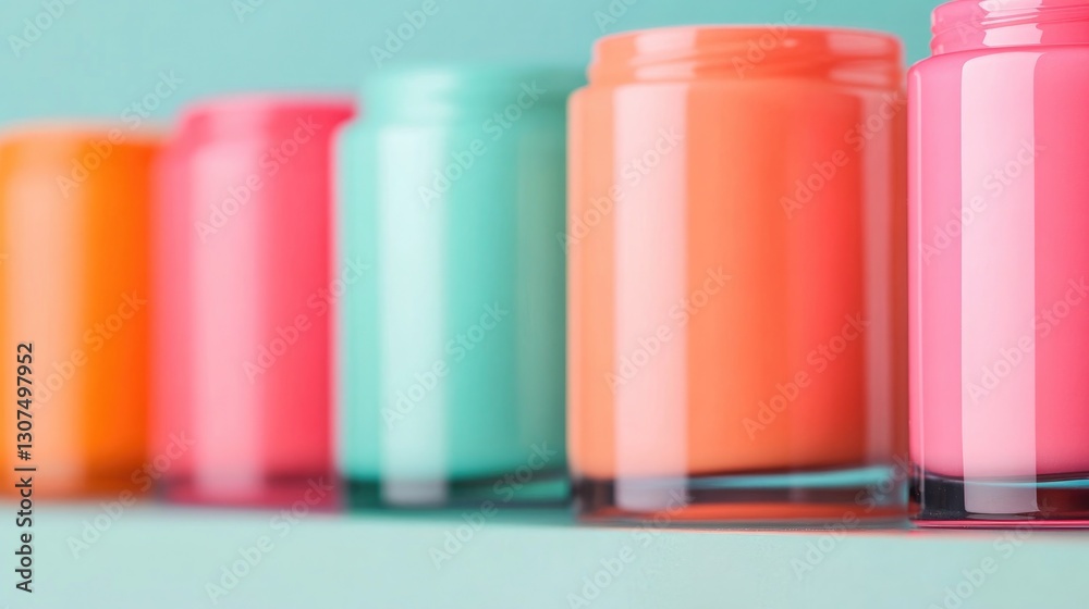 array of vibrant nail polish bottles lined up on sleek surface showcasing spectrum of vivid colors array of vibrant nail polish bottles lined up on sleek surface showcasing spectrum of vivid colors