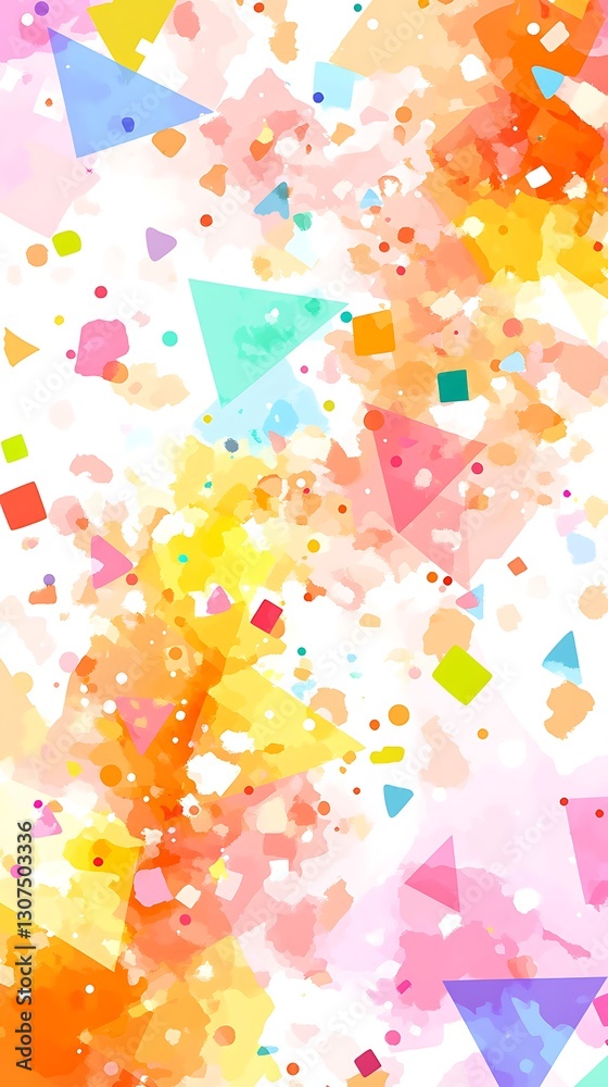 Obraz premium Dynamic watercolor celebration with vibrant geometric confetti design