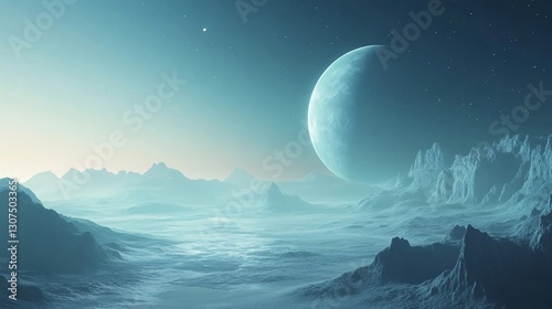 Futuristic Cosmic Landscape Digital Artwork
