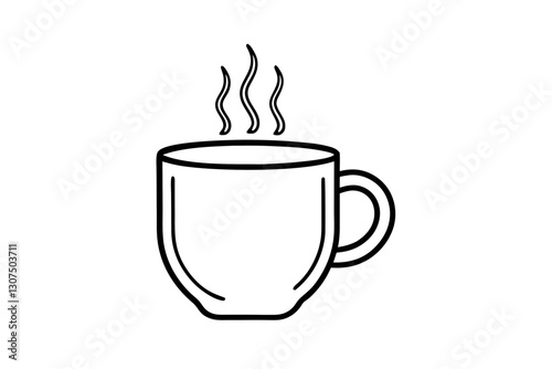 Coffee Mug Line Art | Stylized Vector Cup with Steam Illustration


