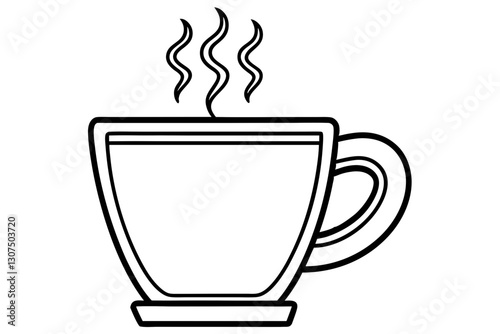 Coffee Mug Line Art | Stylized Vector Cup with Steam Illustration

