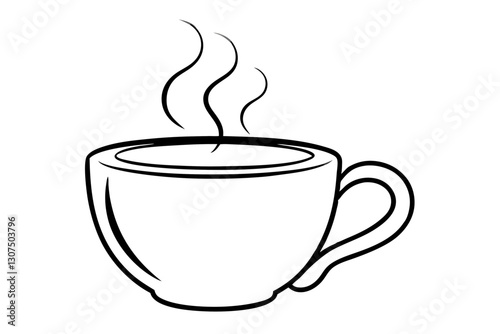 Coffee Mug Line Art | Stylized Vector Cup with Steam Illustration

