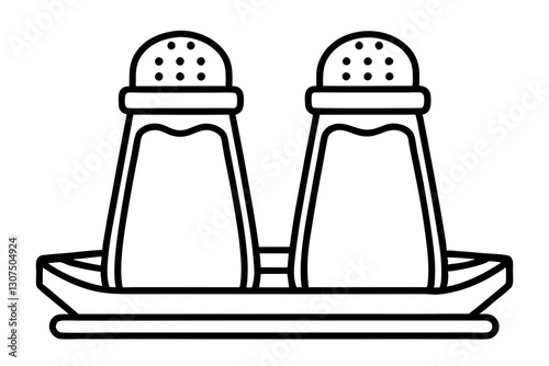 "Salt and Pepper Shaker Icon Vector – Stylized Kitchen Outline Design"

