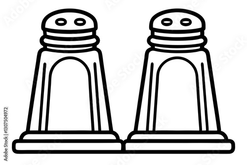 "Salt and Pepper Shaker Icon Vector – Stylized Kitchen Outline Design"

