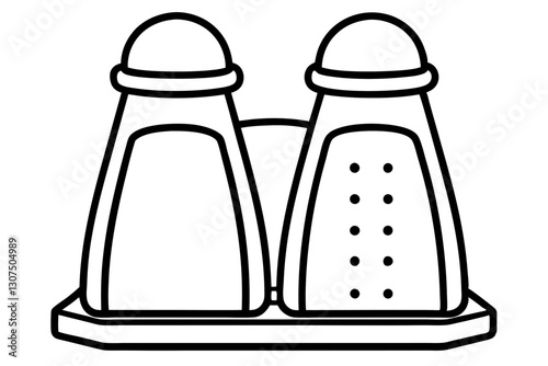 "Salt and Pepper Shaker Icon Vector – Stylized Kitchen Outline Design"

