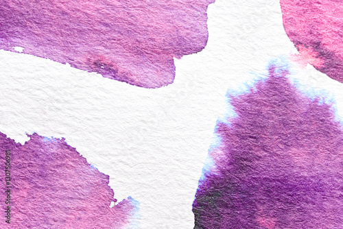 Abstract watercolor background with pink and purple brush strokes on textured paper.