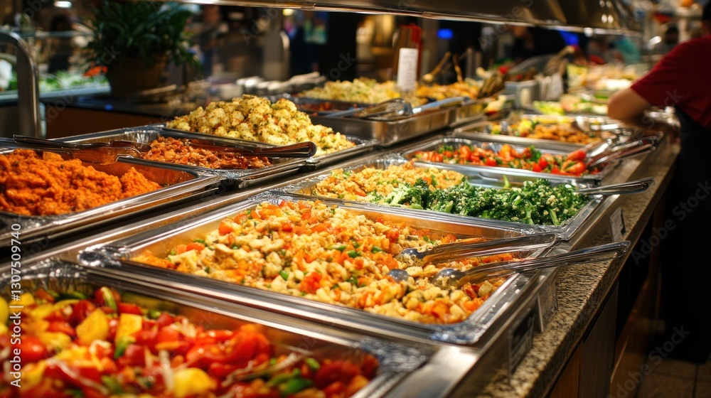 Buffet food selection in a busy restaurant Buffet food selection in a busy restaurant
