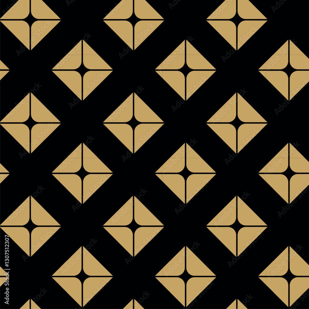 Abstract geometric pattern with square, lines and stripes on black background. A seamless vector background. Graphic modern pattern. Black and gold pattern. Abstract geometric pattern with square, lines and stripes on black background. A seamless vector background. Graphic modern pattern. Black and gold pattern.