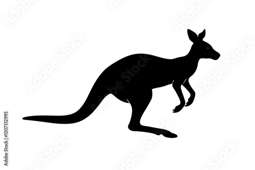 Jumping Kangaroo Silhouette – Side View Vector Illustration

