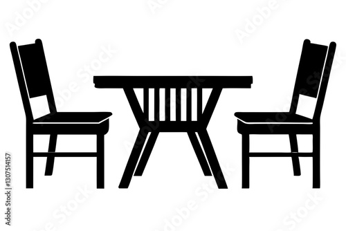 "Outdoor Dining Table and Chairs Silhouette - Vector Illustration"

