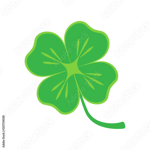 Lucky four leaf clover. Good luck symbol.
Color vector illustration. Isolated on white background.	