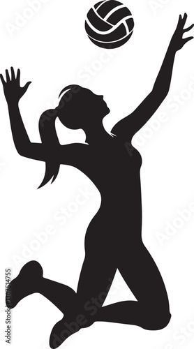 Silhouette of women playing volleyball
