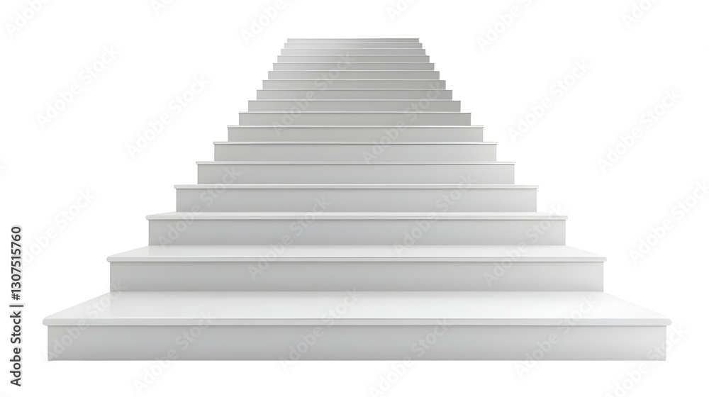 White Stairs Ascend Isolated on White Background White Stairs Ascend Isolated on White Background
