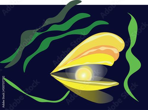 sea ​​shell with a pearl at the bottom