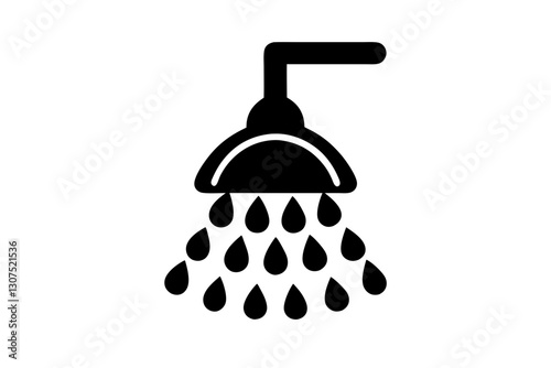 Showerhead with Water Droplets Icon Vector Illustration

