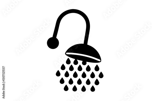 Showerhead with Water Droplets Icon Vector Illustration

