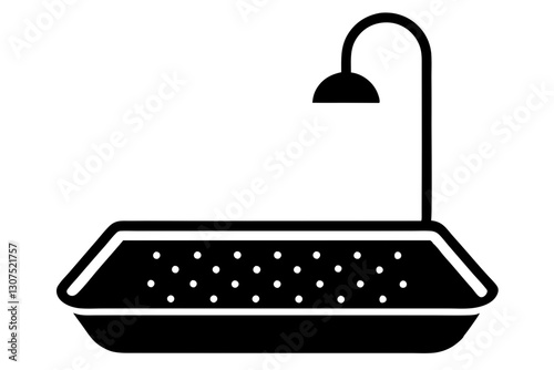 Shower Tray Icon Vector Illustration for Bathroom Design

