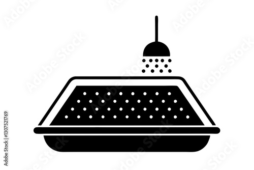 Shower Tray Icon Vector Illustration for Bathroom Design

