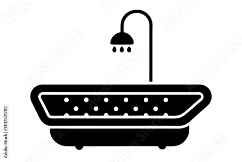 Shower Tray Icon Vector Illustration for Bathroom Design

