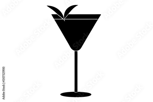 Cocktail Glass Silhouette Vector for Bar and Drink Designs


