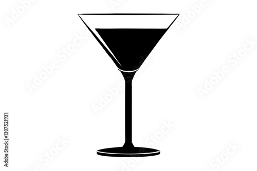 Cocktail Glass Silhouette Vector for Bar and Drink Designs

