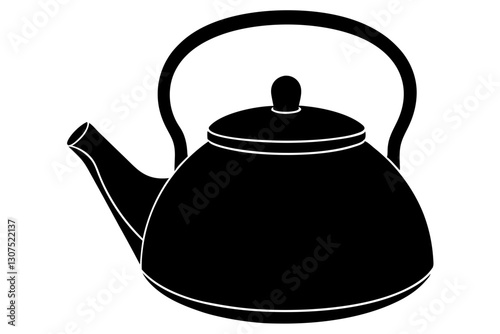 Tea Kettle Silhouette Vector Illustration for Kitchen and Vintage Designs

