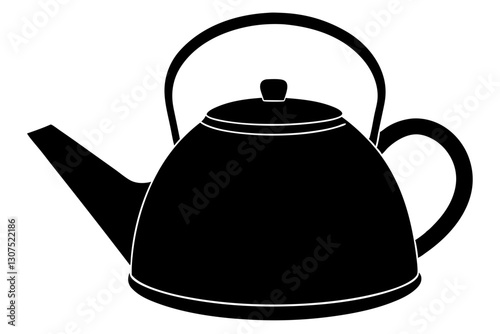 Tea Kettle Silhouette Vector Illustration for Kitchen and Vintage Designs

