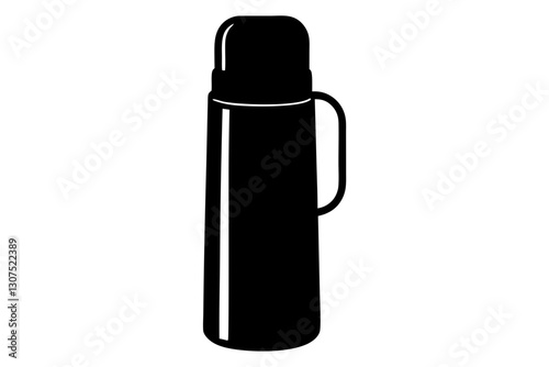 Thermos Bottle Silhouette Vector Illustration for Travel and Outdoor Designs

