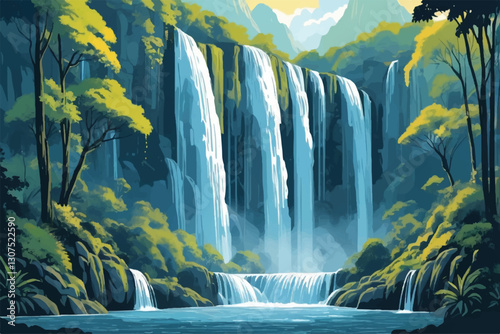 awe-inspiring essence of waterfalls encapsulating perpetual cascade and eternal existence of these majestic marvels