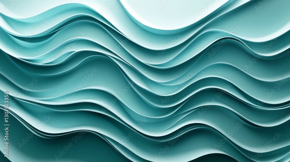 Abstract layers of curved waves in shades of teal color Abstract layers of curved waves in shades of teal color