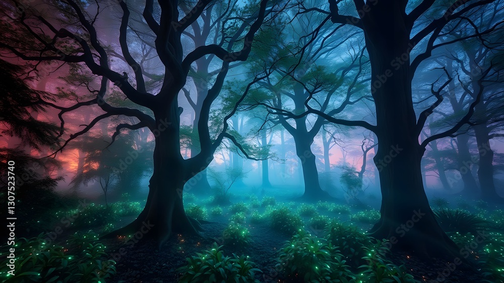 Ethereal forest scene shrouded in mist, illuminated by twilight hues, creating a magical and captivating atmosphere filled with serenity and mystery. Ethereal forest scene shrouded in mist, illuminated by twilight hues, creating a magical and captivating atmosphere filled with serenity and mystery.