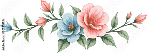 flower arrangement with watercolor | Adobe Illustrator Artwork