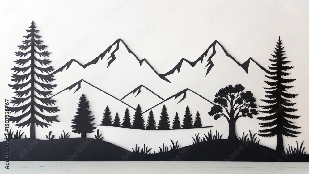 Fototapeta premium mountain range silhouette wall art
