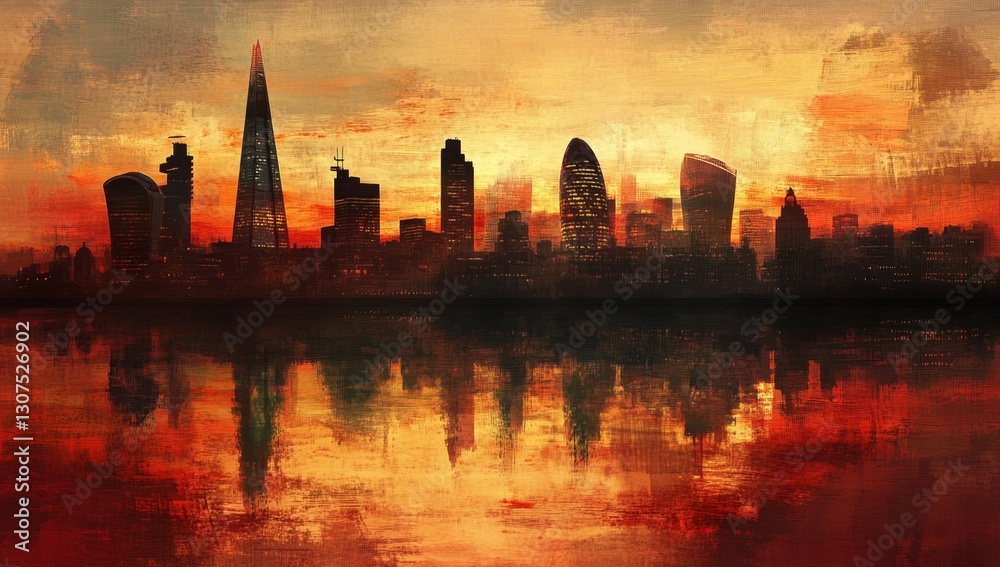 Obraz premium London Skyline Sunset Reflection (1)