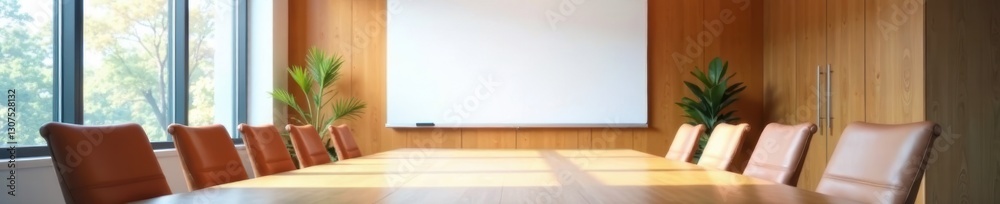 Fototapeta premium Empty conference room, whiteboard, ready for meeting, meeting room, backdrop