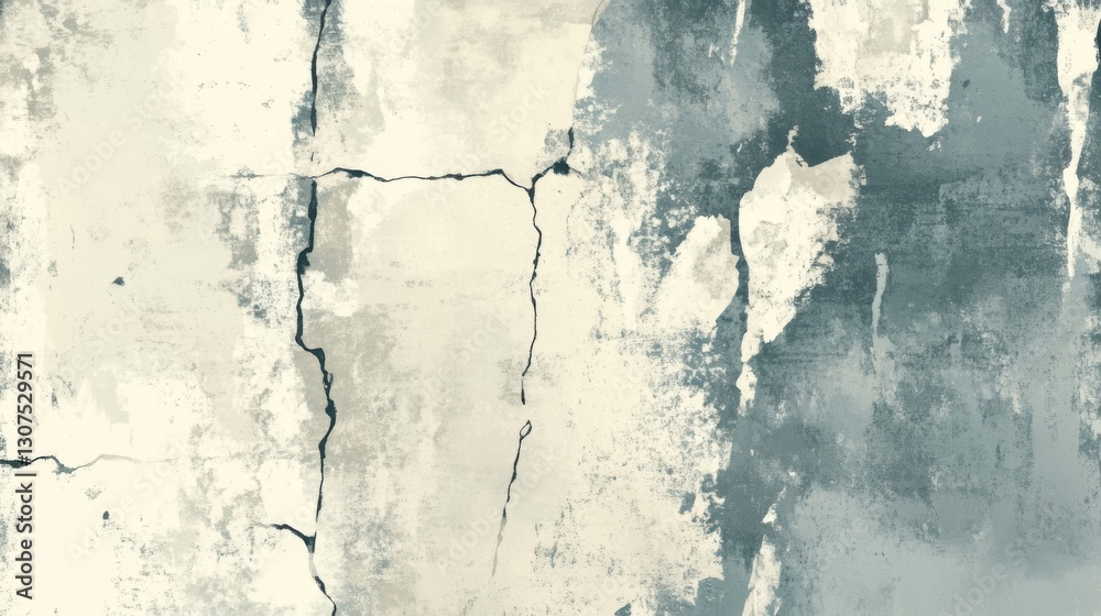 Fototapeta premium Weathered cracked concrete wall with blue-grey paint texture
