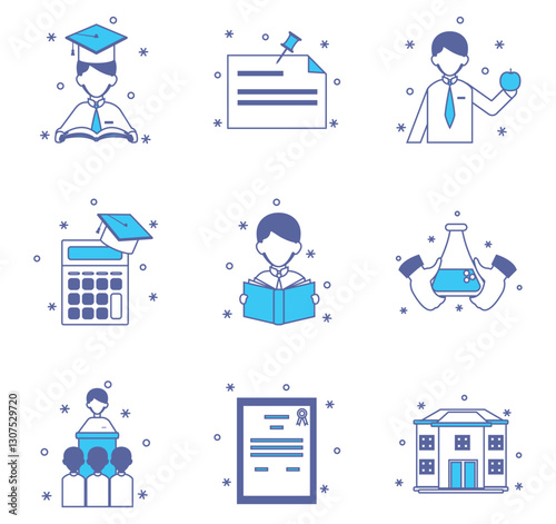 Set of teacher vector icons with white background