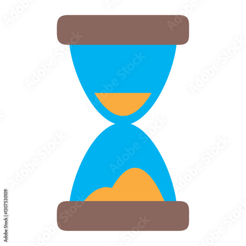 Vector Illustration of a Blue and Brown Hourglass Representing Time Passing and Deadline Concepts
