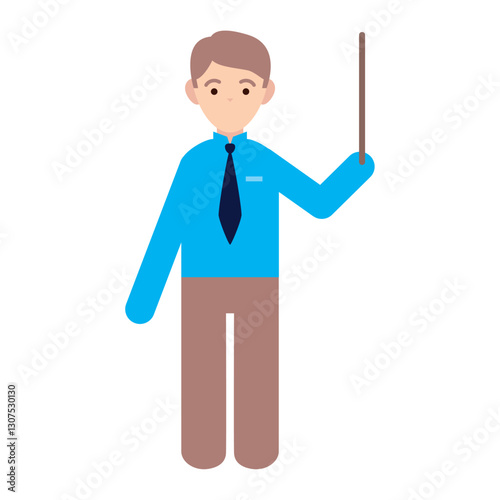 Vector Illustration of a Male Teacher Holding a Pointer Stick Representing Education and Classroom Instruction