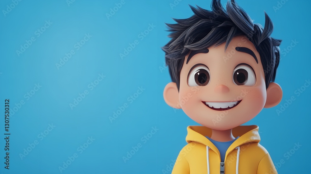 Happy Cute Cartoon Boy Child 3D Render Illustration Digital Art Blue Background kid fun image model Happy Cute Cartoon Boy Child 3D Render Illustration Digital Art Blue Background kid fun image model