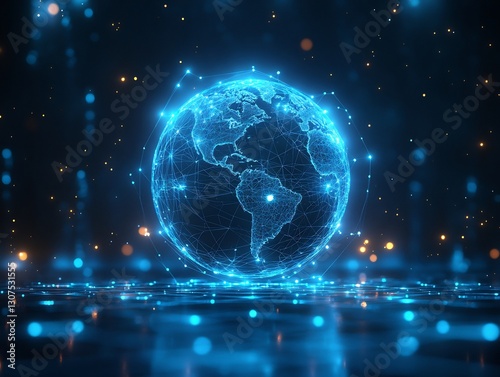 Wallpaper Mural Glowing digital earth spins serenely reflecting cool blue light. AI Generated Torontodigital.ca