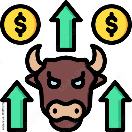 Bull Market lineal color icon