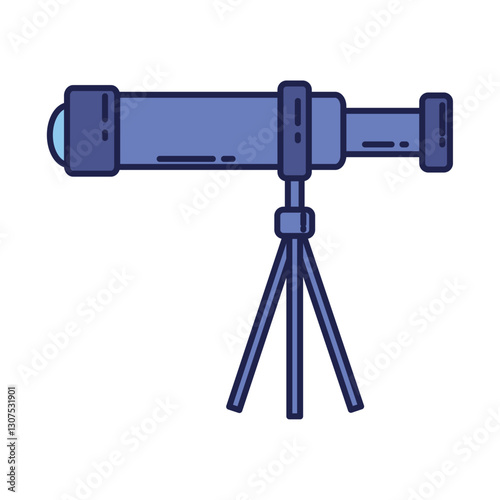 Vector Illustration of a Telescope on a Tripod for Astronomy and Stargazing Observations