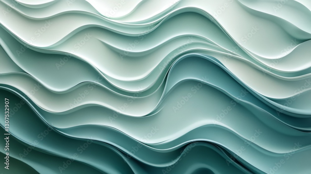 Abstract rendered flowing waves of shades and colors in turquoise Abstract rendered flowing waves of shades and colors in turquoise