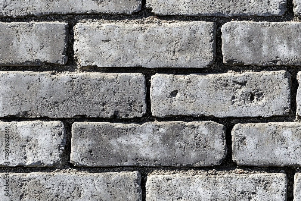Fototapeta premium Seamless clean cinder block textured gray brick wall, showcasing the rough surface and irregularities of the bricks.