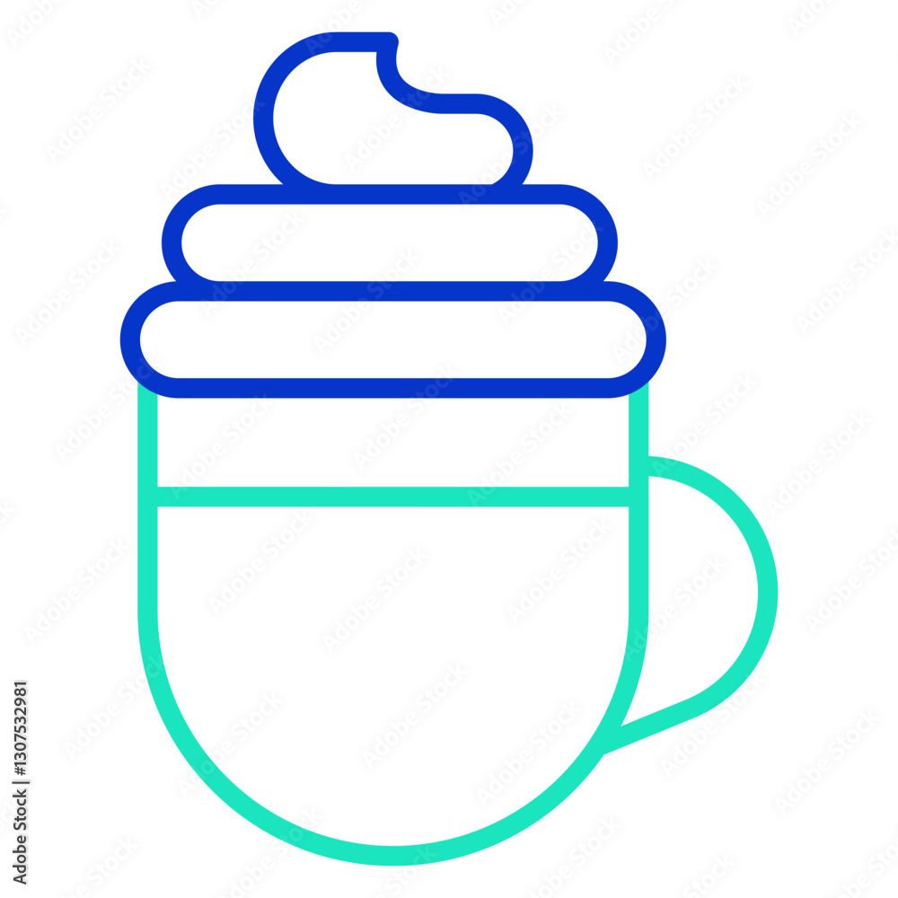 Cream Coffee outline dual color icon Cream Coffee outline dual color icon