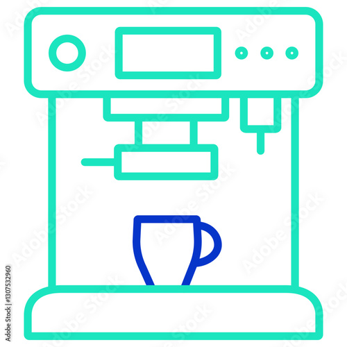 Coffee Machine outline dual color icon